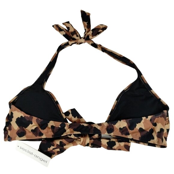 Social Angel Womens XL Brown Spotted Leopard Bikini Top - Picture 3 of 9